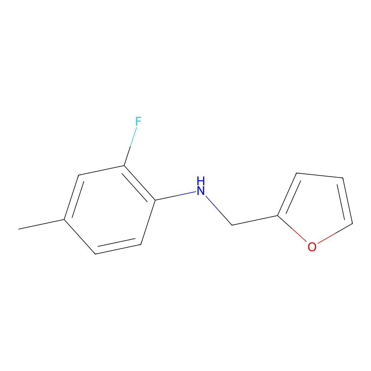2-fluoro-N-(furan-2-ylmethyl)-4-methylaniline molecular structure, CAS 1152543-62-8