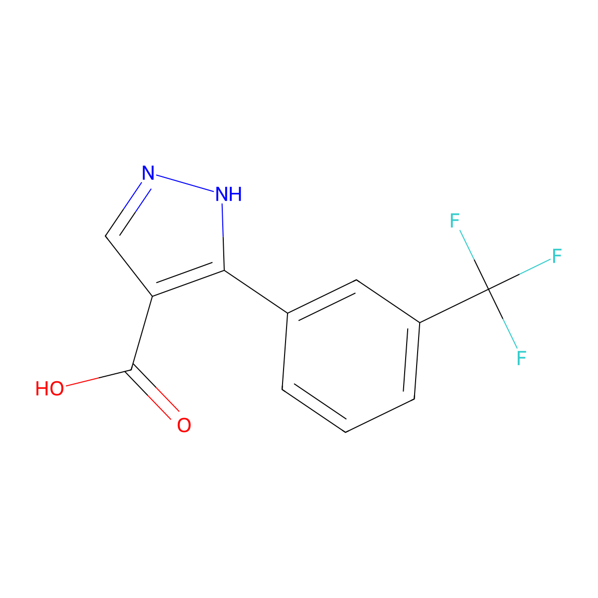 5-[3-(trifluoromethyl)phenyl]-1H-pyrazole-4-carboxylic acid molecular structure, CAS 1152543-70-8