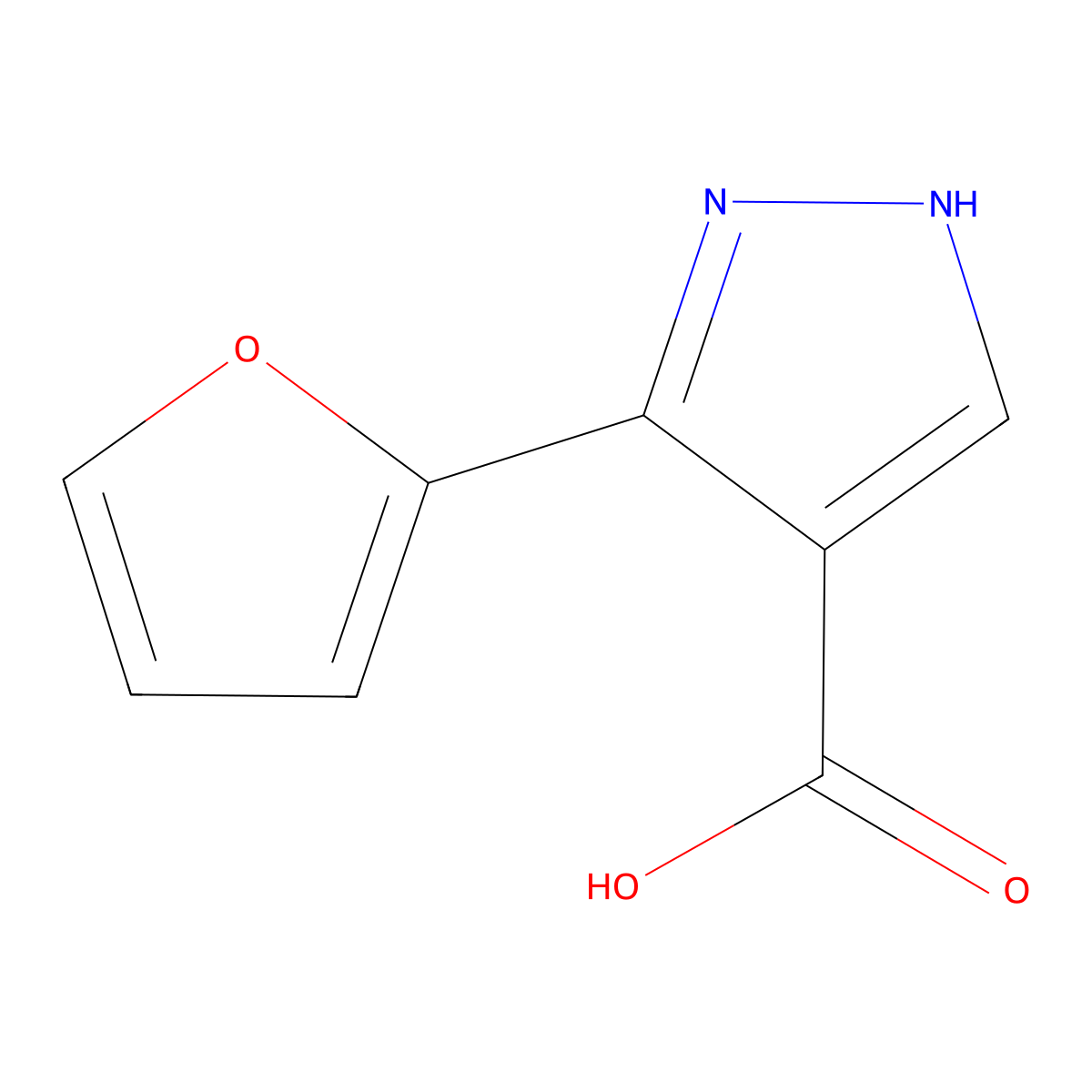 5-(furan-2-yl)-1H-pyrazole-4-carboxylic acid molecular structure, CAS 1152543-82-2