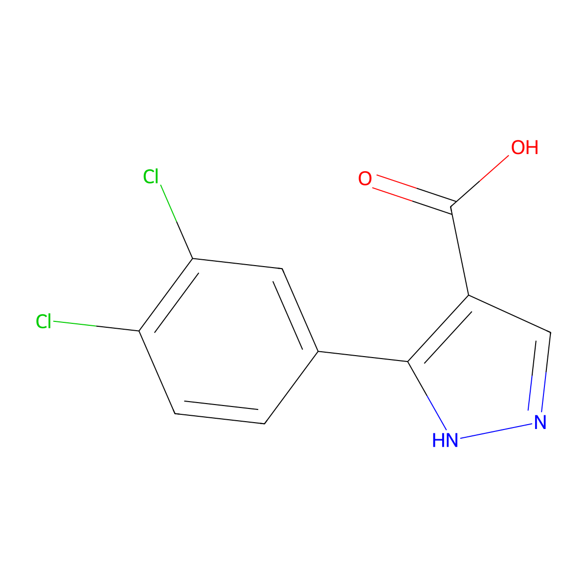 5-(3,4-dichlorophenyl)-1H-pyrazole-4-carboxylic acid molecular structure, CAS 1152543-93-5