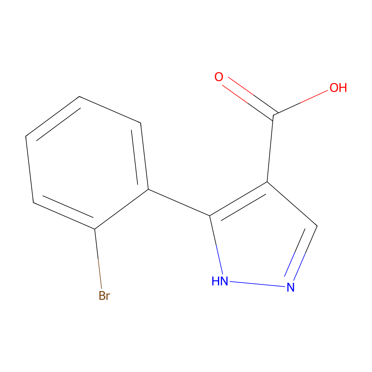 5-(2-bromophenyl)-1H-pyrazole-4-carboxylic acid molecular structure, CAS 1152544-01-8