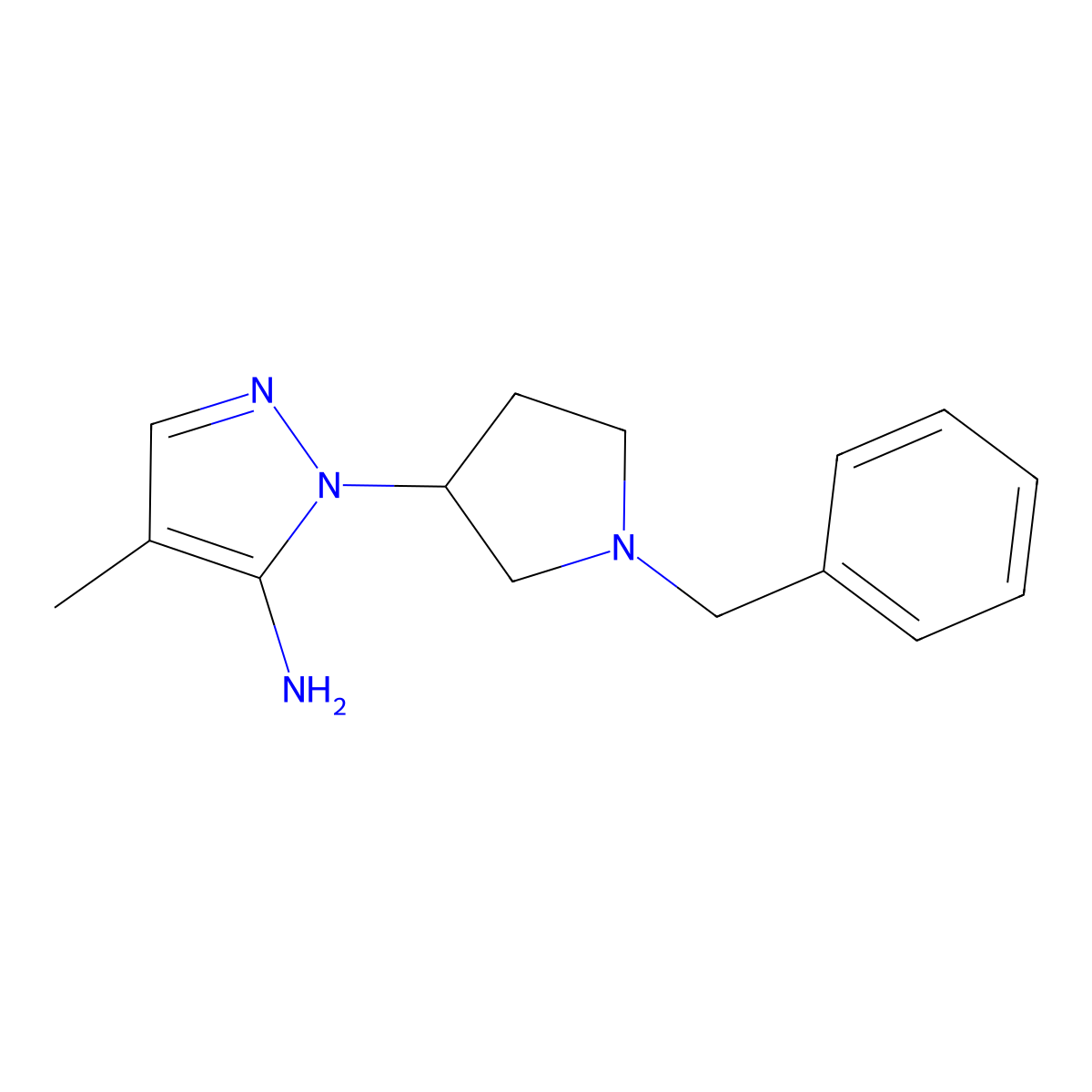 1-(1-benzylpyrrolidin-3-yl)-4-methyl-1H-pyrazol-5-amine molecular structure, CAS 1152544-73-4