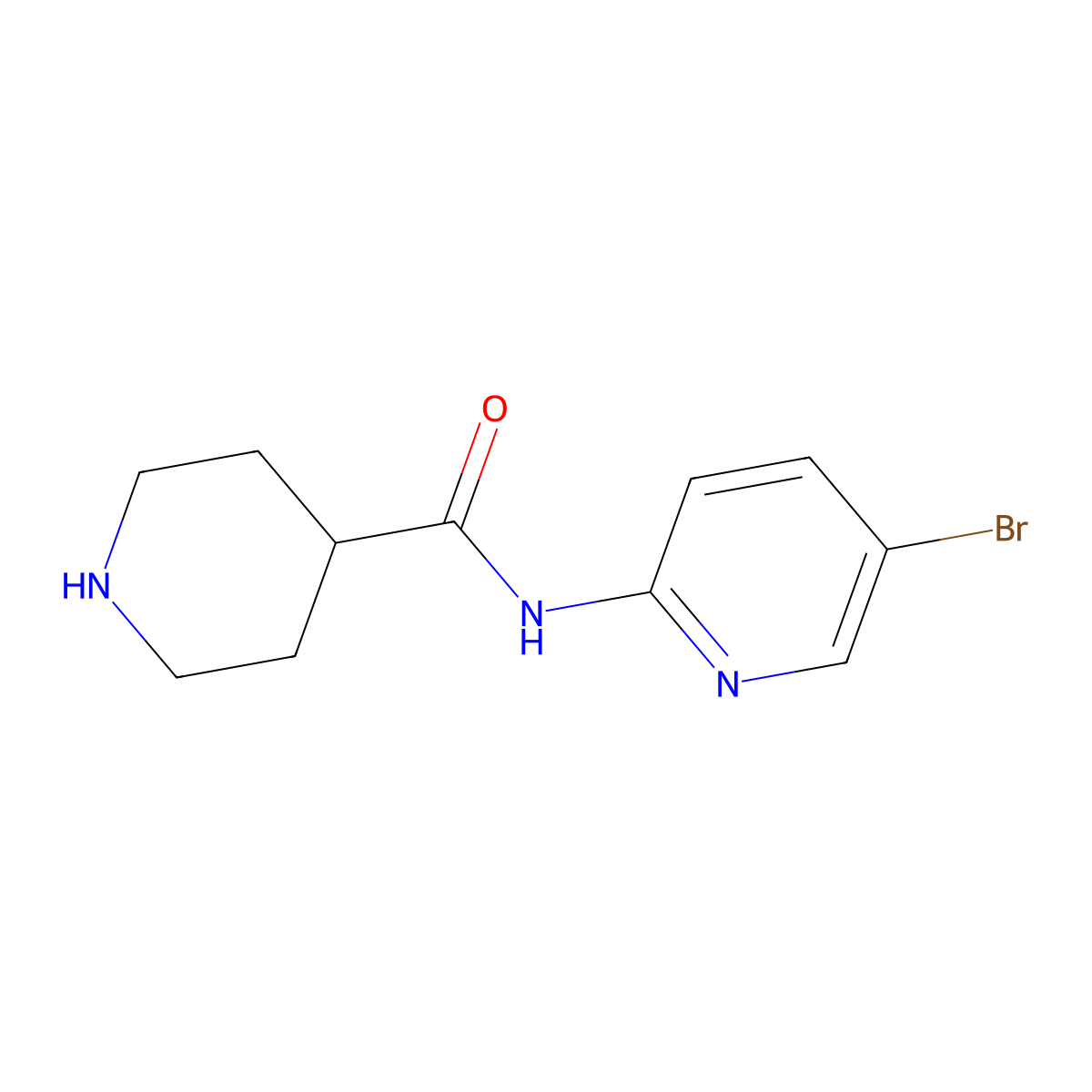N-(5-bromopyridin-2-yl)piperidine-4-carboxamide molecular structure, CAS 1152544-76-7