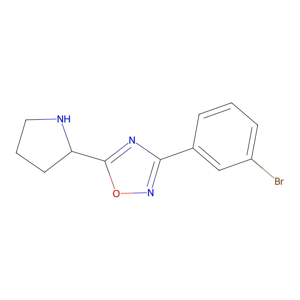 3-(3-Bromophenyl)-5-(pyrrolidin-2-yl)-1,2,4-oxadiazole molecular structure, CAS 1152545-15-7