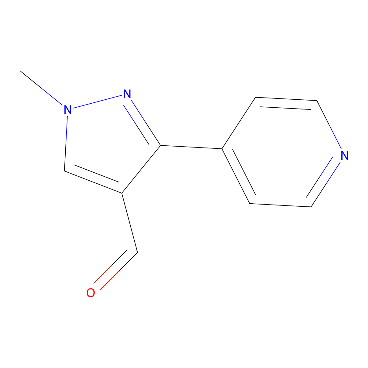 1-methyl-3-(pyridin-4-yl)-1H-pyrazole-4-carbaldehyde molecular structure, CAS 1152546-66-1