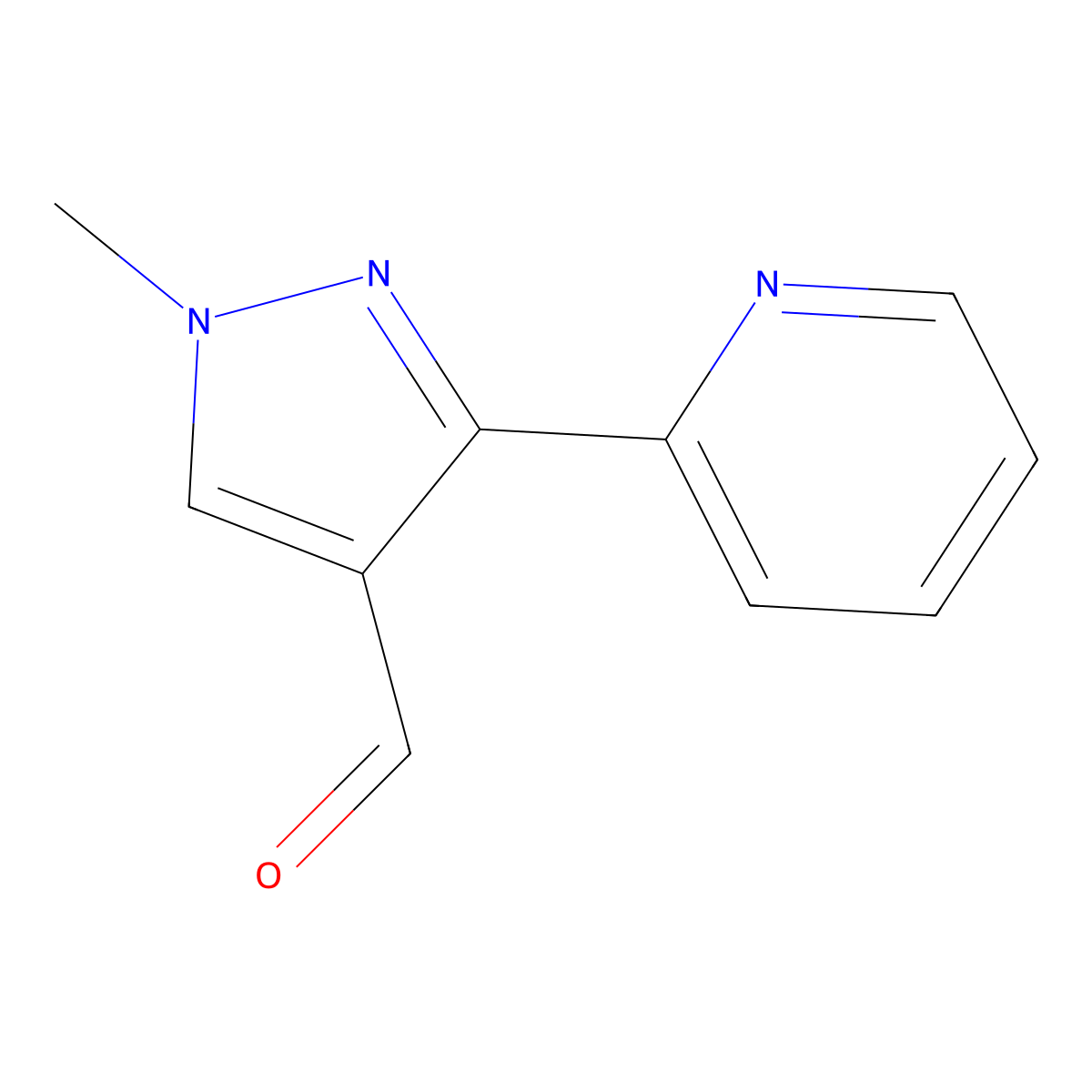 1-methyl-3-(pyridin-2-yl)-1H-pyrazole-4-carbaldehyde molecular structure, CAS 1152546-72-9