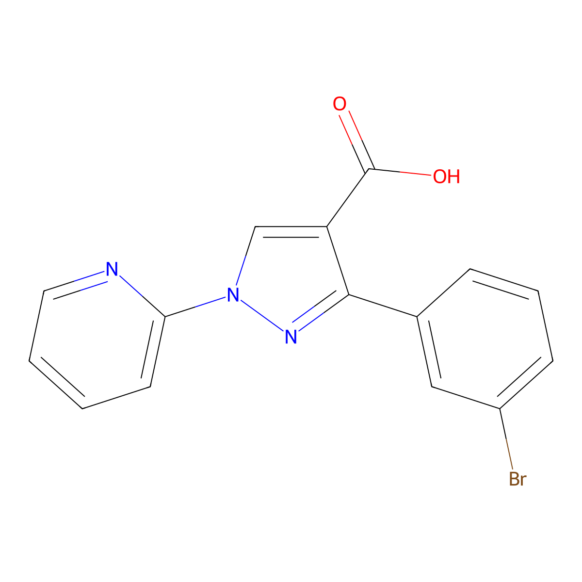 3-(3-bromophenyl)-1-(pyridin-2-yl)-1H-pyrazole-4-carboxylic acid molecular structure, CAS 1152547-37-9