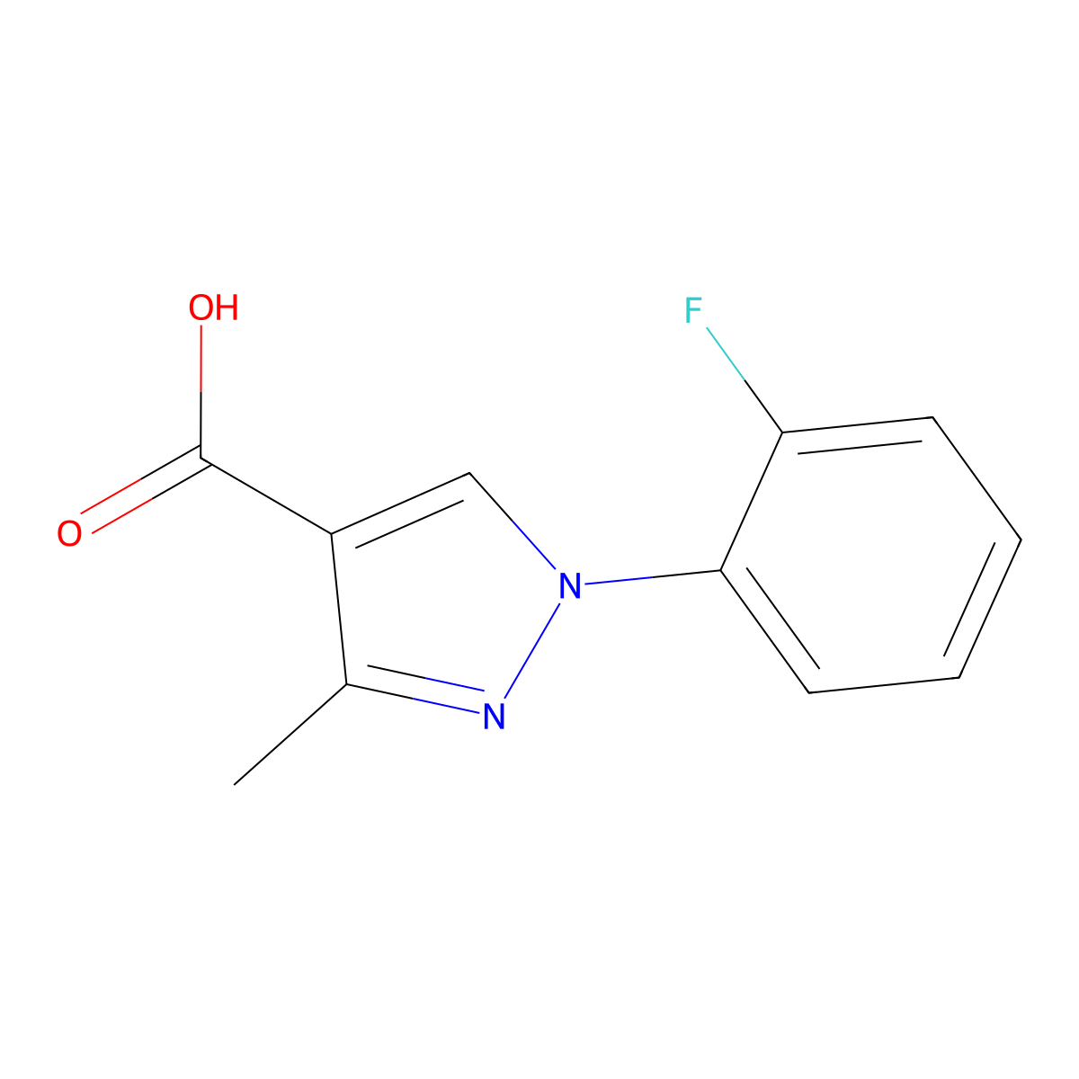 1-(2-fluorophenyl)-3-methyl-1H-pyrazole-4-carboxylic acid molecular structure, CAS 1152547-87-9