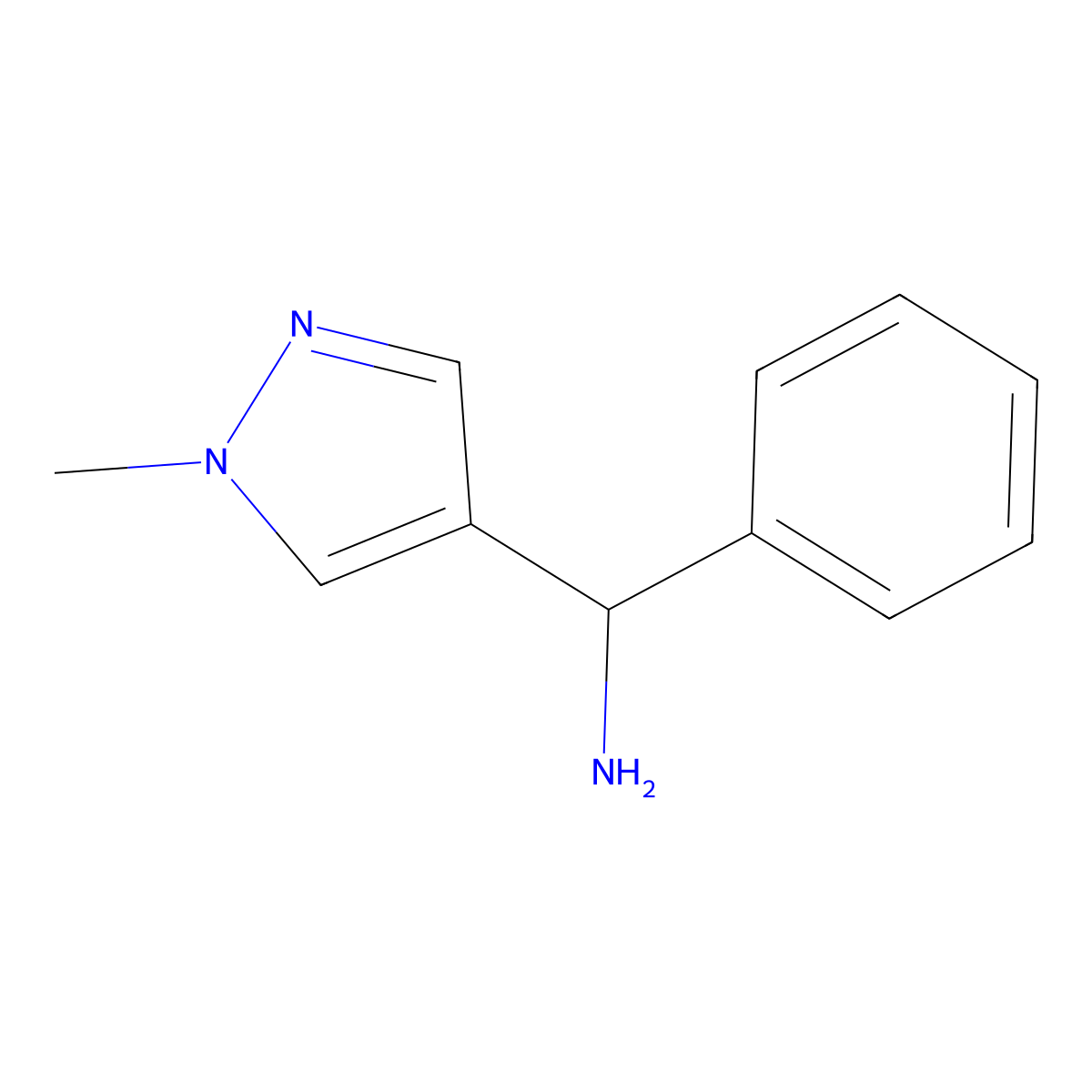 (1-methyl-1H-pyrazol-4-yl)(phenyl)methanamine molecular structure, CAS 1152547-97-1