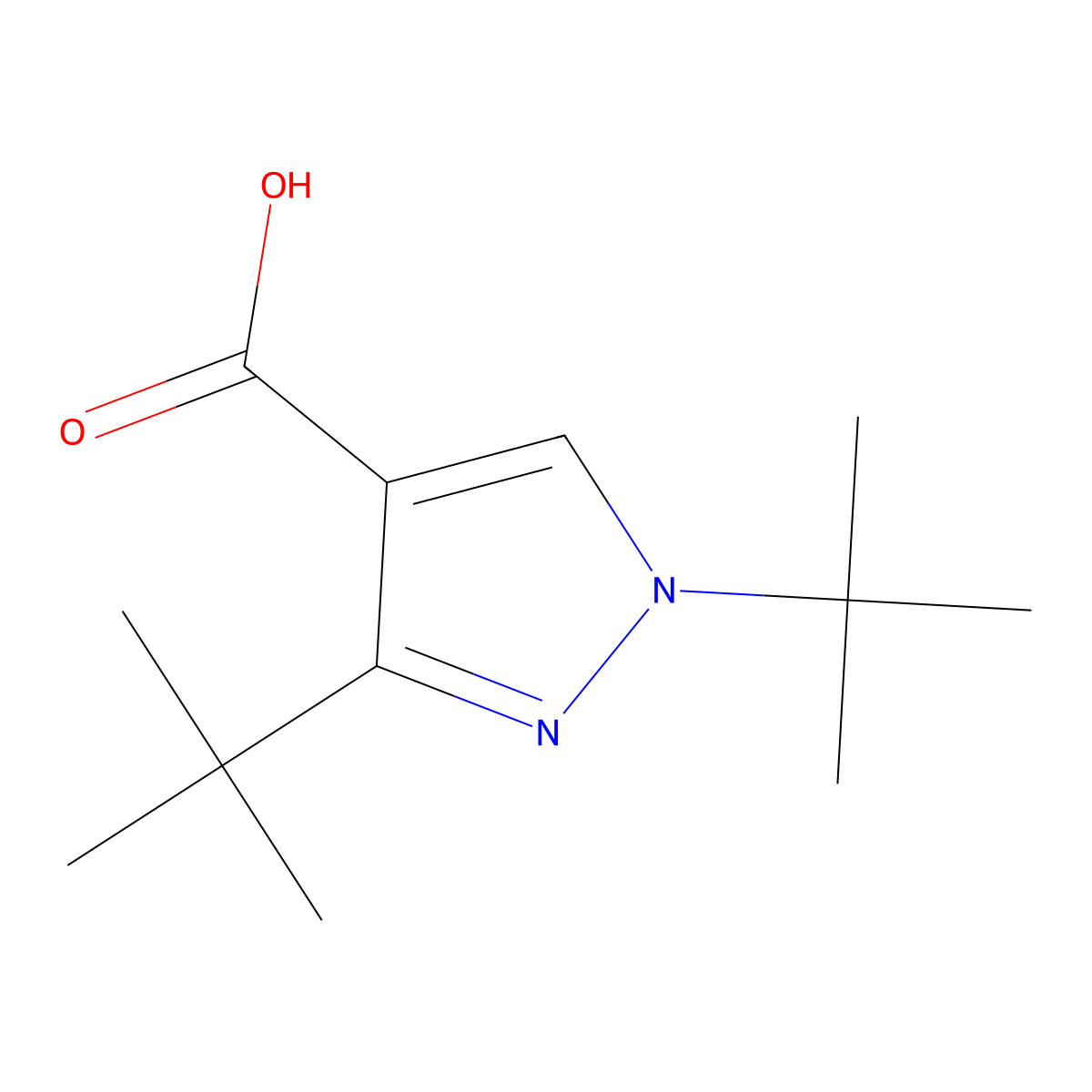 1,3-di-tert-butyl-1H-pyrazole-4-carboxylic acid molecular structure, CAS 1152548-17-8