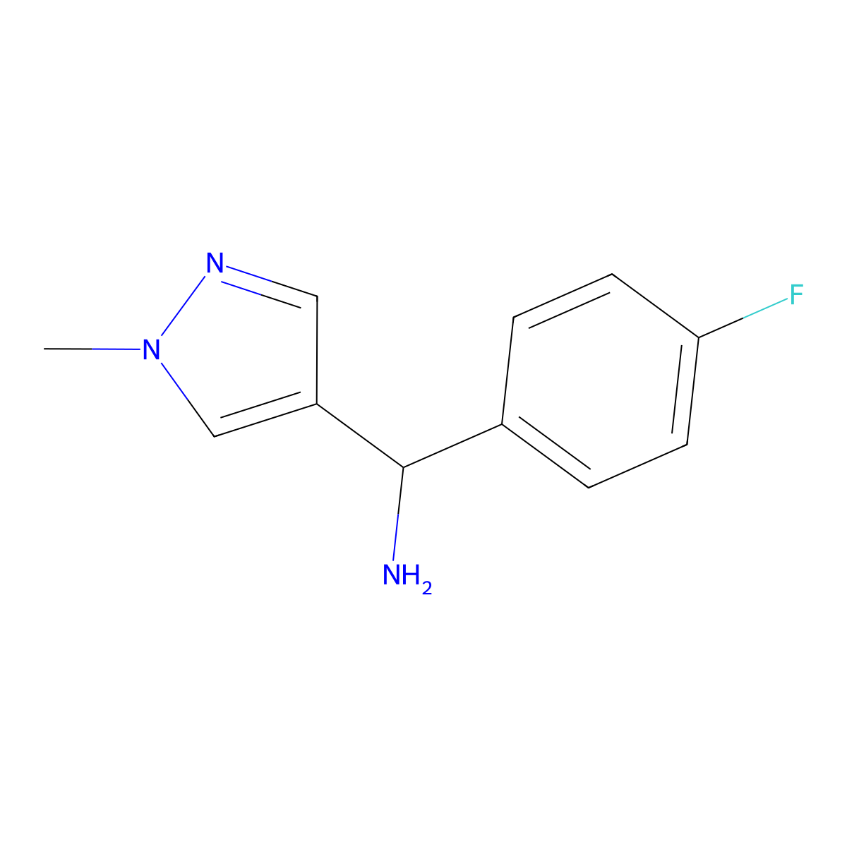 (4-fluorophenyl)(1-methyl-1H-pyrazol-4-yl)methanamine molecular structure, CAS 1152548-49-6