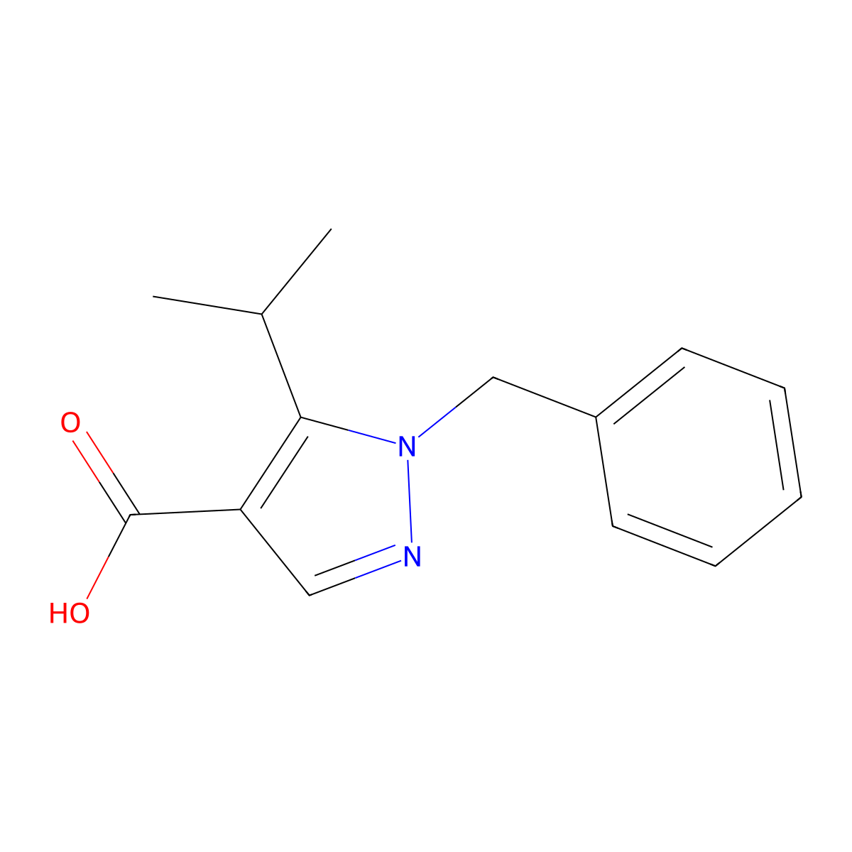 1-benzyl-5-(propan-2-yl)-1H-pyrazole-4-carboxylic acid molecular structure, CAS 1152549-00-2