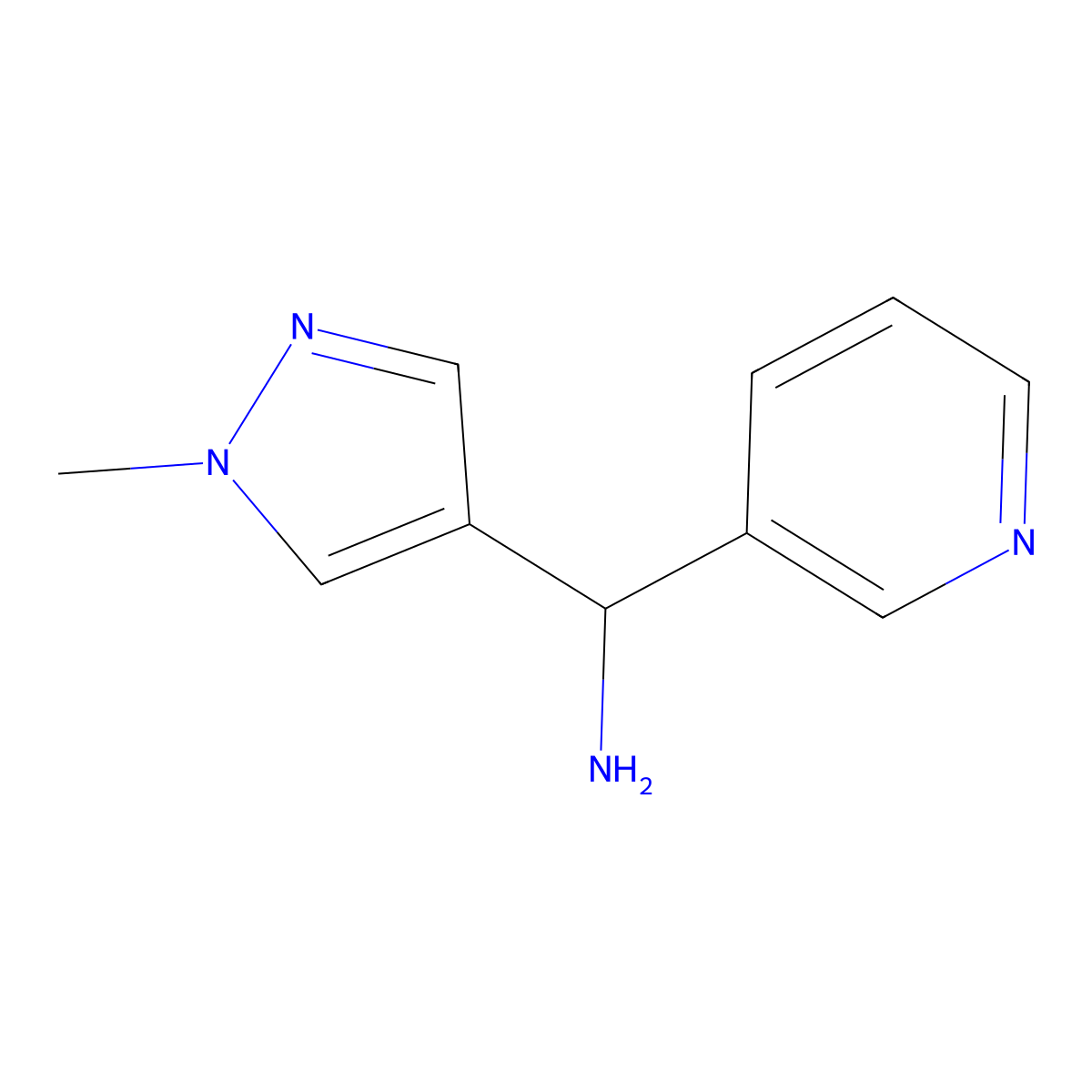 (1-Methyl-1H-pyrazol-4-YL)(pyridin-3-YL)methanamine molecular structure, CAS 1152551-06-8