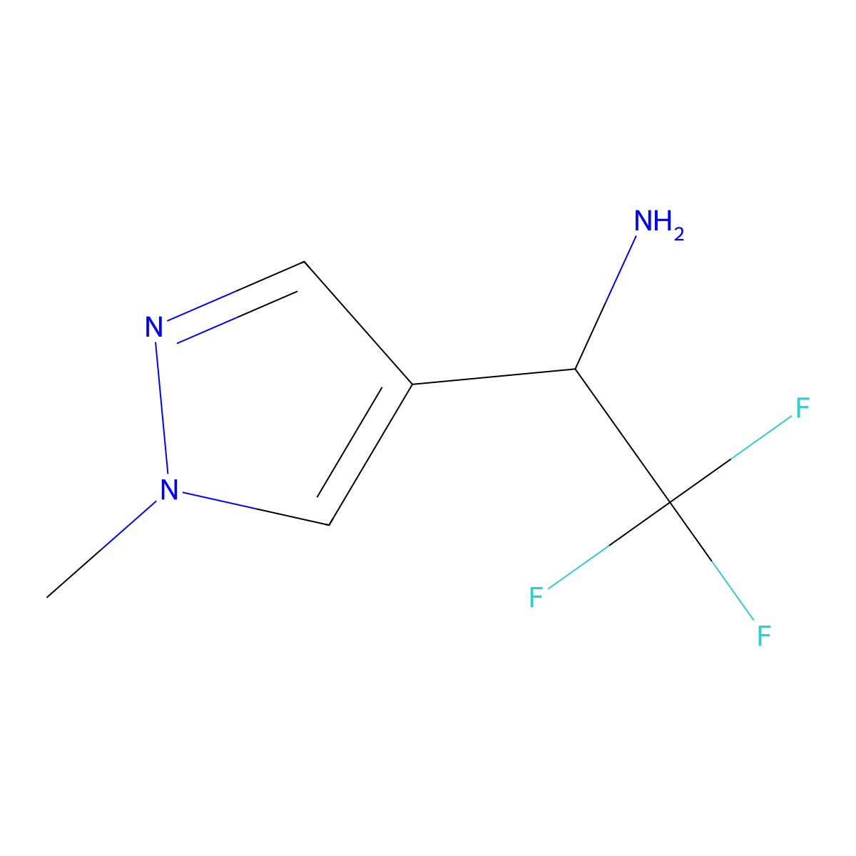 2,2,2-trifluoro-1-(1-methyl-1H-pyrazol-4-yl)ethan-1-amine molecular structure, CAS 1152551-09-1