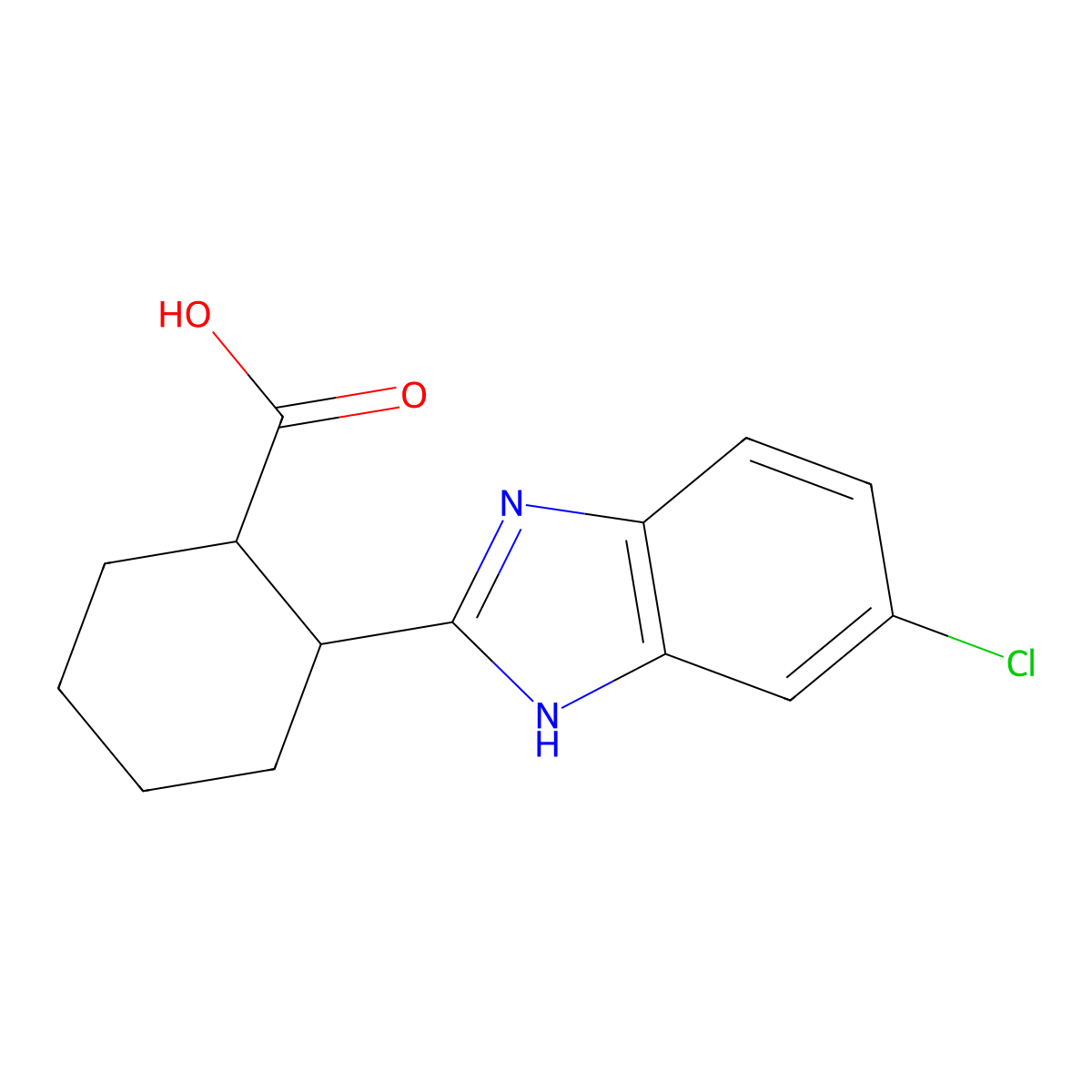 2-(5-chloro-1H-1,3-benzodiazol-2-yl)cyclohexane-1-carboxylic acid molecular structure, CAS 1152551-69-3