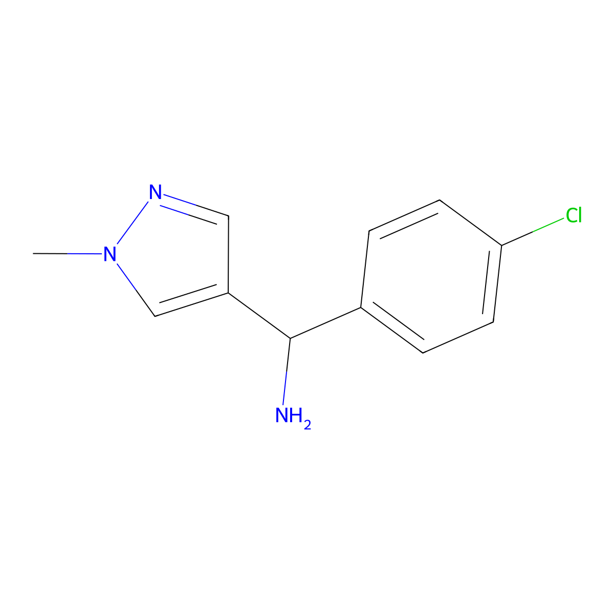(4-Chlorophenyl)(1-methyl-1H-pyrazol-4-yl)methanamine molecular structure, CAS 1152554-94-3