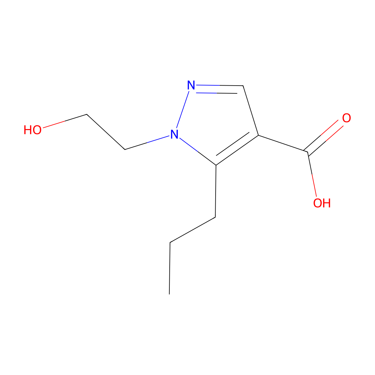 1-(2-hydroxyethyl)-5-propyl-1H-pyrazole-4-carboxylic acid molecular structure, CAS 1152555-04-8
