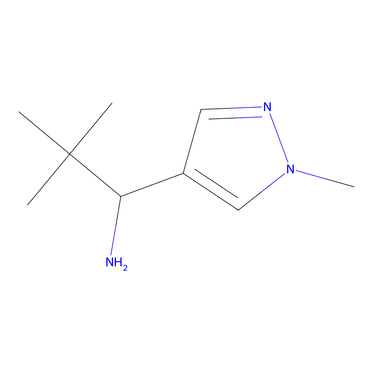2,2-dimethyl-1-(1-methyl-1H-pyrazol-4-yl)propan-1-amine molecular structure, CAS 1152555-37-7