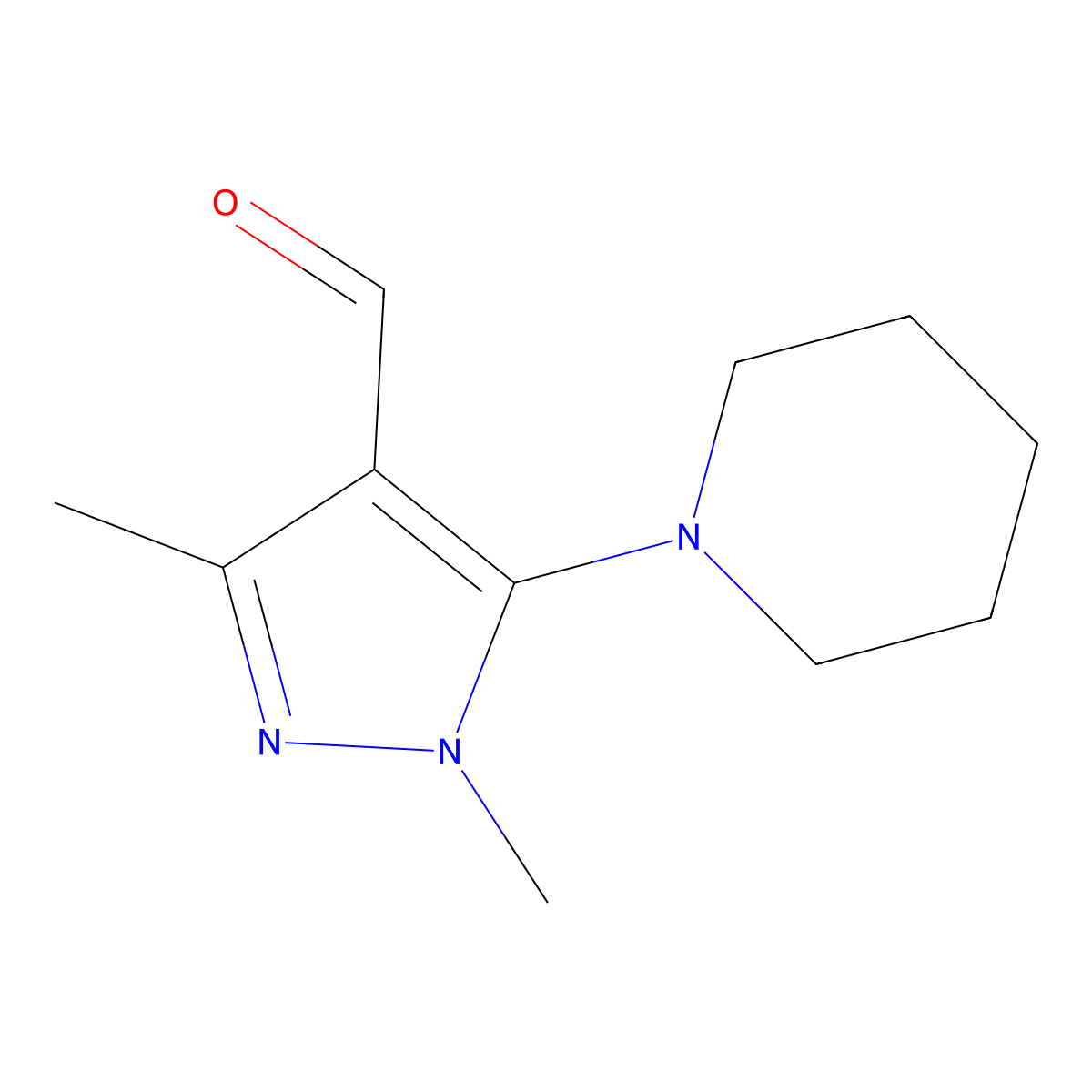 1,3-Dimethyl-5-(piperidin-1-YL)-1H-pyrazole-4-carbaldehyde molecular structure, CAS 1152557-35-1