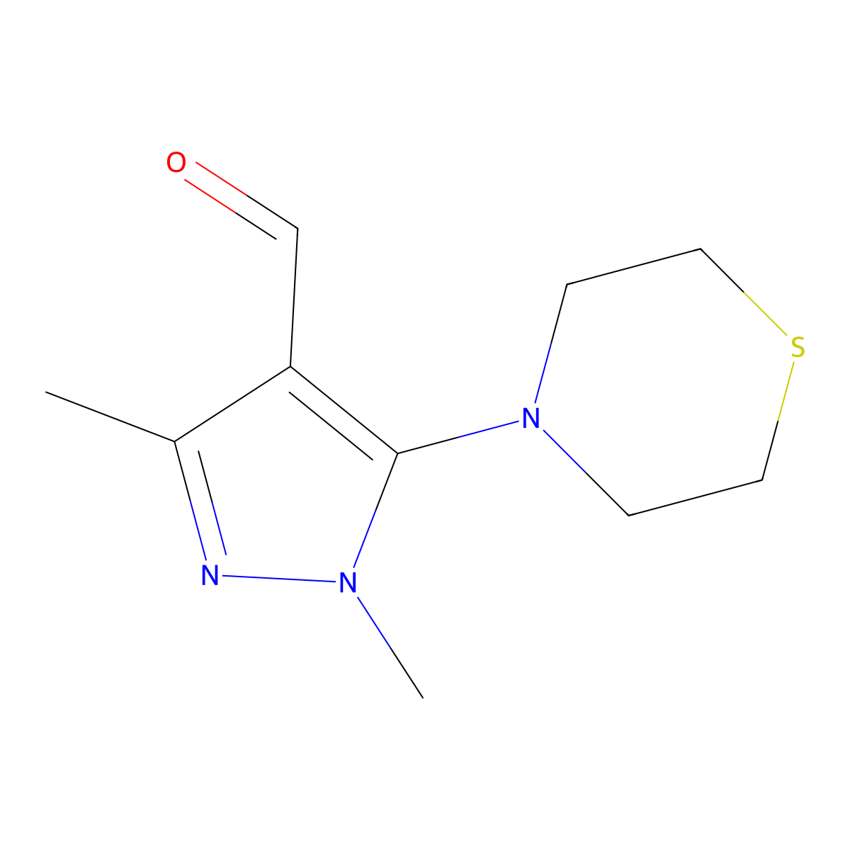 1,3-Dimethyl-5-(thiomorpholin-4-YL)-1H-pyrazole-4-carbaldehyde molecular structure, CAS 1152558-33-2