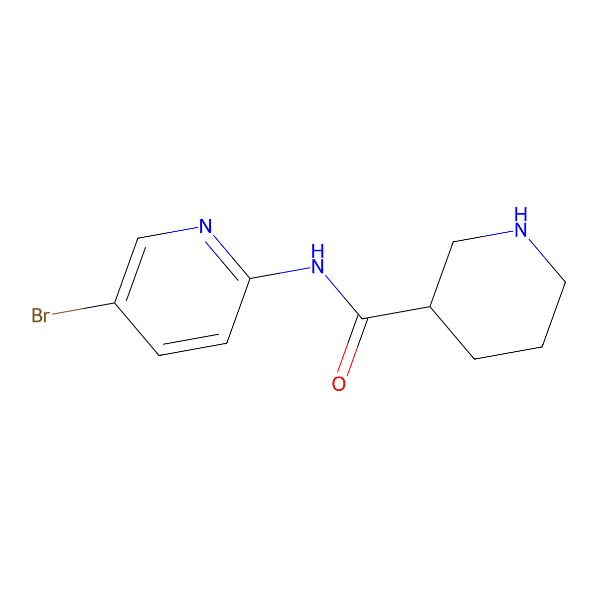 N-(5-bromopyridin-2-yl)piperidine-3-carboxamide molecular structure, CAS 1152558-60-5