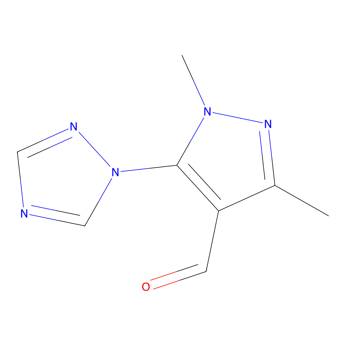 1,3-dimethyl-5-(1H-1,2,4-triazol-1-yl)-1H-pyrazole-4-carbaldehyde molecular structure, CAS 1152559-25-5