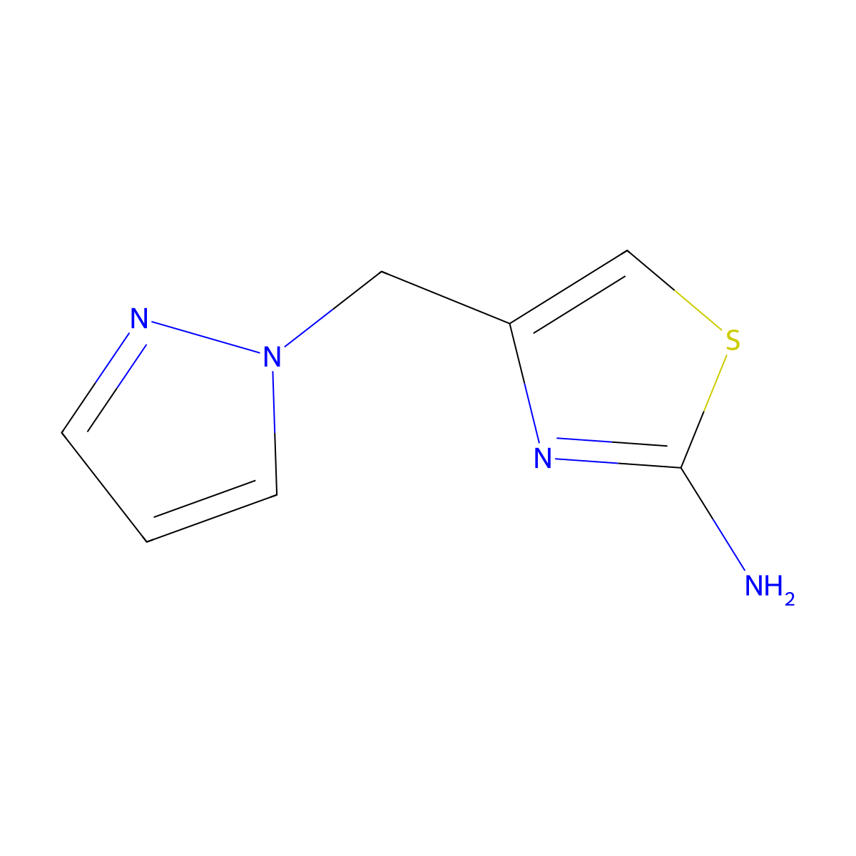 4-(1H-Pyrazol-1-ylmethyl)-1,3-thiazol-2-amine molecular structure, CAS 1152560-53-6