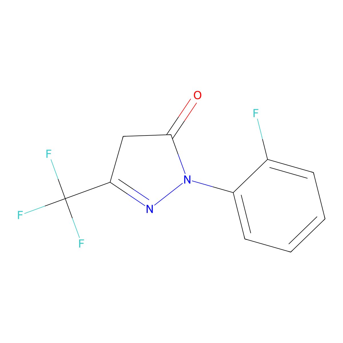 1-(2-Fluorophenyl)-3-(trifluoromethyl)-4,5-dihydro-1H-pyrazol-5-one molecular structure, CAS 1152564-84-5