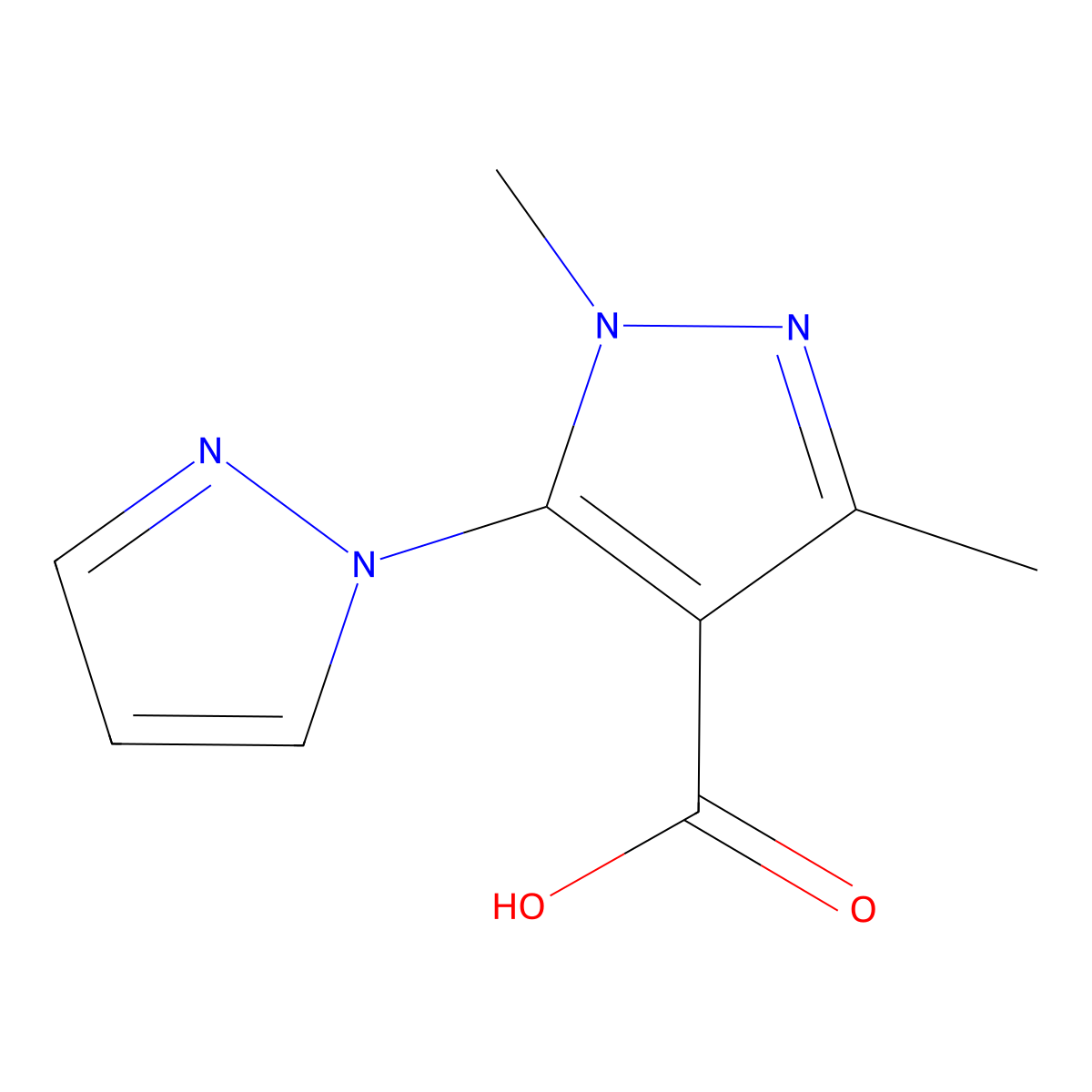 1,3-dimethyl-5-(1H-pyrazol-1-yl)-1H-pyrazole-4-carboxylic acid molecular structure, CAS 1152565-59-7