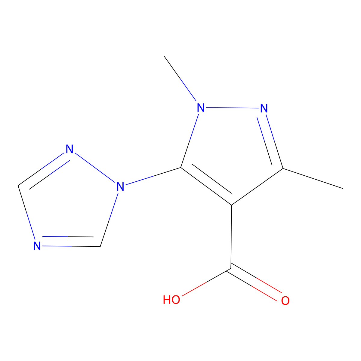 1,3-dimethyl-5-(1H-1,2,4-triazol-1-yl)-1H-pyrazole-4-carboxylic acid molecular structure, CAS 1152565-70-2