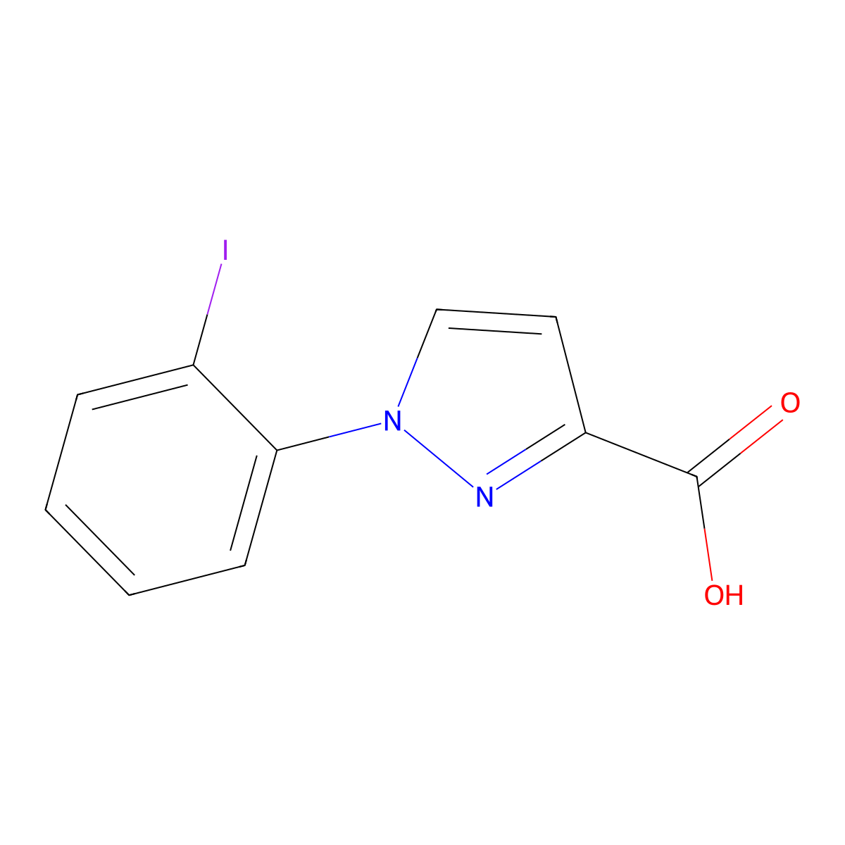 1-(2-iodophenyl)-1H-pyrazole-3-carboxylic acid molecular structure, CAS 1152565-83-7