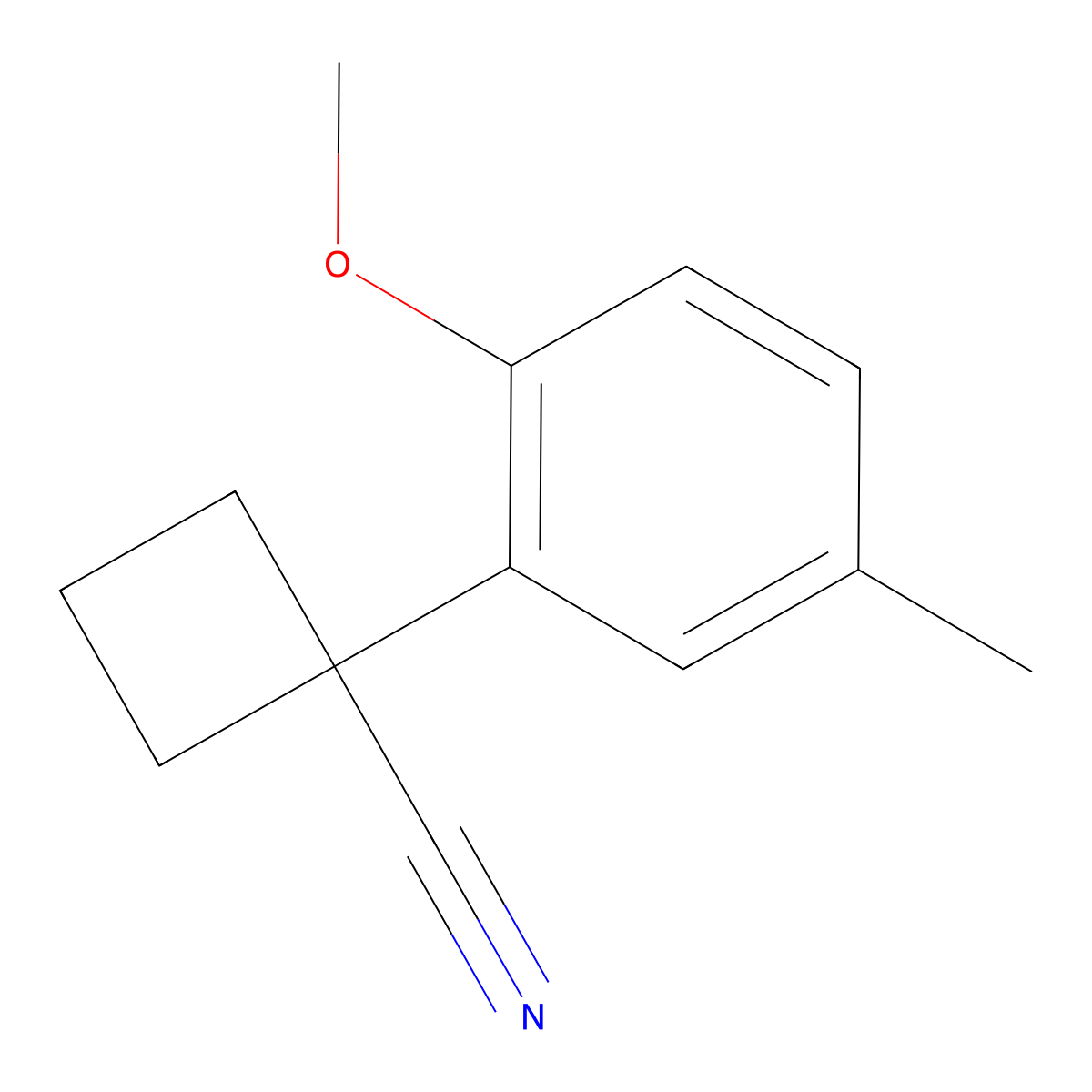 1-(2-Methoxy-5-methylphenyl)cyclobutane-1-carbonitrile molecular structure, CAS 1152566-64-7