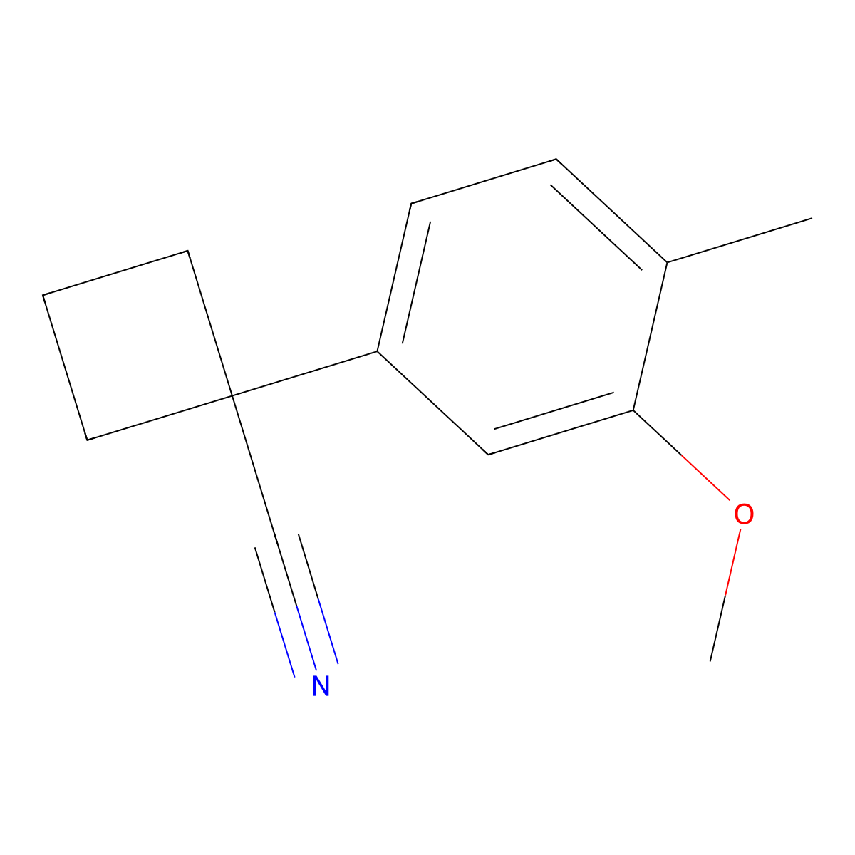 1-(3-Methoxy-4-methylphenyl)cyclobutanecarbonitrile molecular structure, CAS 1152567-02-6