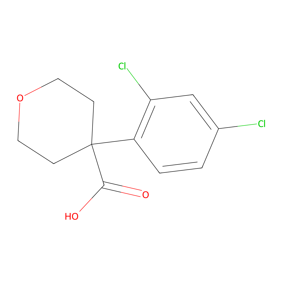 4-(2,4-Dichlorophenyl)oxane-4-carboxylic acid molecular structure, CAS 1152567-67-3