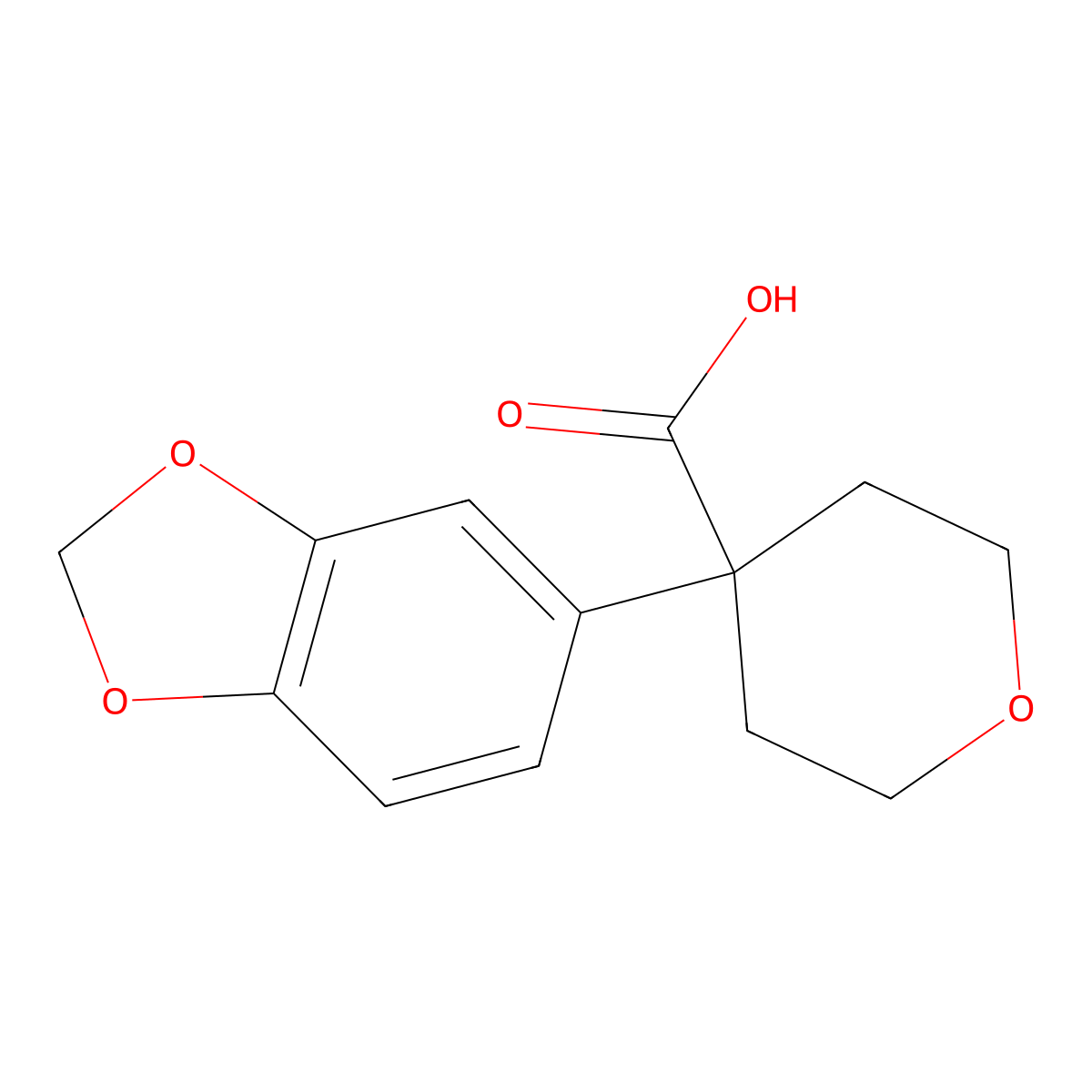 4-(2H-1,3-benzodioxol-5-yl)oxane-4-carboxylic acid molecular structure, CAS 1152567-78-6