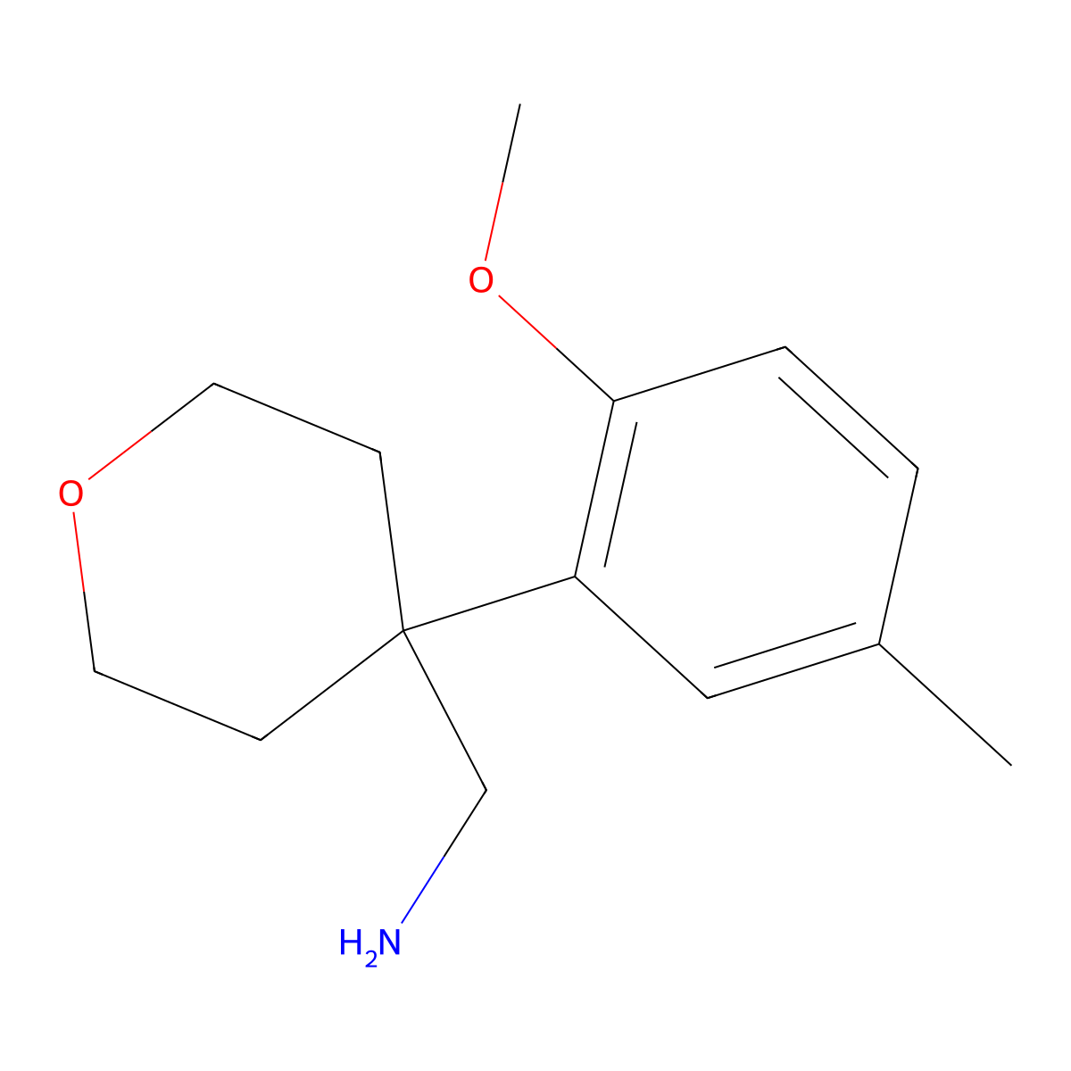 [4-(2-Methoxy-5-methylphenyl)oxan-4-yl]methanamine molecular structure, CAS 1152568-32-5