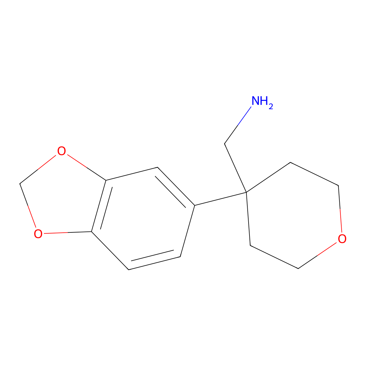 4-(1,3-Benzodioxol-5-yl)tetrahydro-2H-pyran-4-methanamine molecular structure, CAS 1152568-81-4