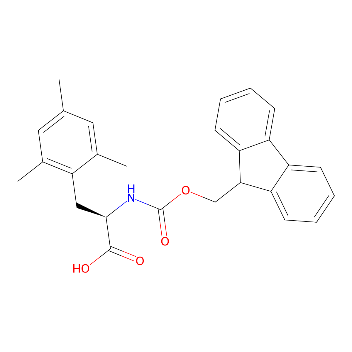 (R)-2-(9H-Fluoren-9-ylmethoxycarbonylamino)-3-(2,4,6-trimethyl-phenyl)-propionic acid molecular structure, CAS 1152572-03-6