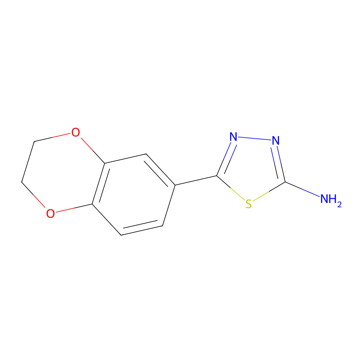 2-Amino-5-(2,3-dihydrobenzo[b][1,4]dioxin-6-yl)-1,3,4-thiadiazole molecular structure, CAS 1152573-49-3