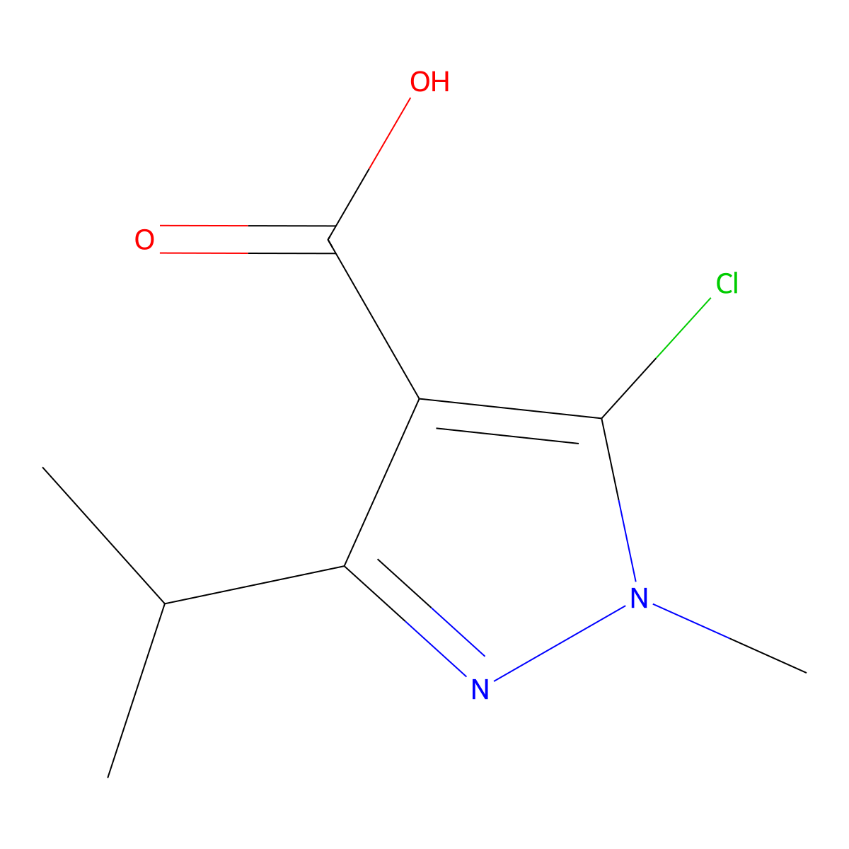 5-chloro-1-methyl-3-(propan-2-yl)-1H-pyrazole-4-carboxylic acid molecular structure, CAS 1152573-99-3
