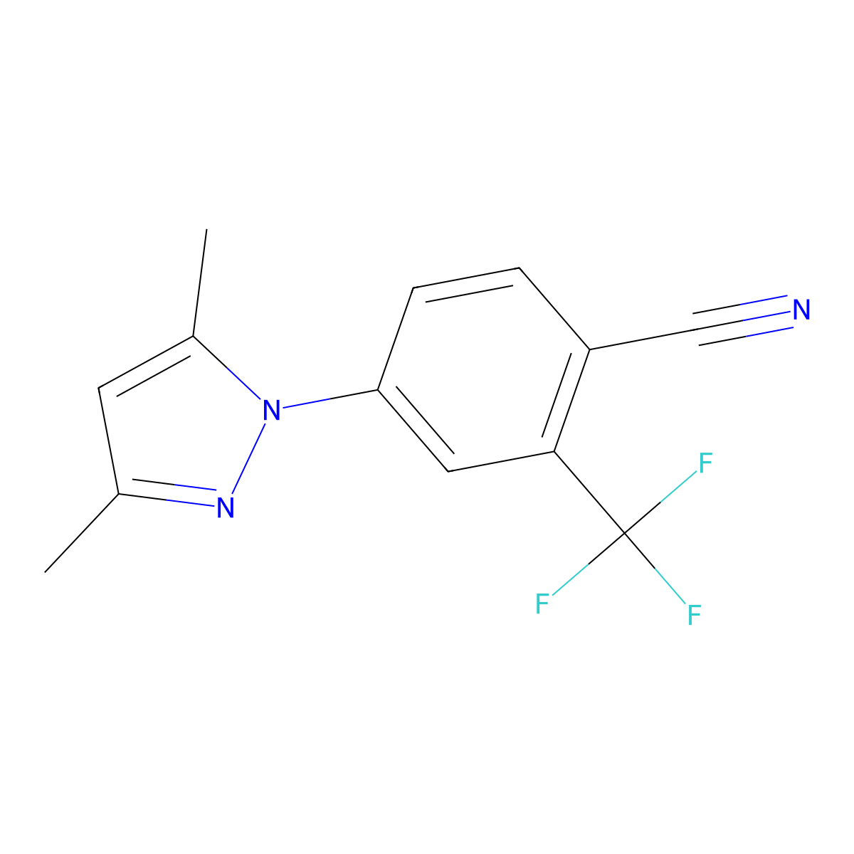 4-(3,5-dimethyl-1H-pyrazol-1-yl)-2-(trifluoromethyl)benzonitrile molecular structure, CAS 1152574-17-8