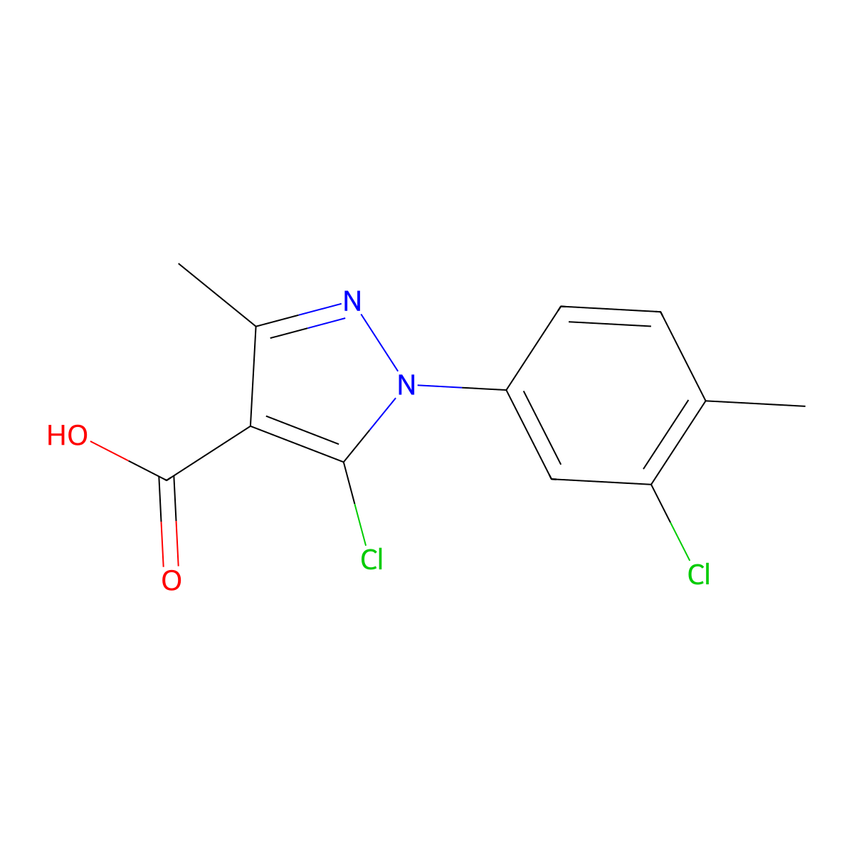 5-chloro-1-(3-chloro-4-methylphenyl)-3-methyl-1H-pyrazole-4-carboxylic acid molecular structure, CAS 1152574-46-3