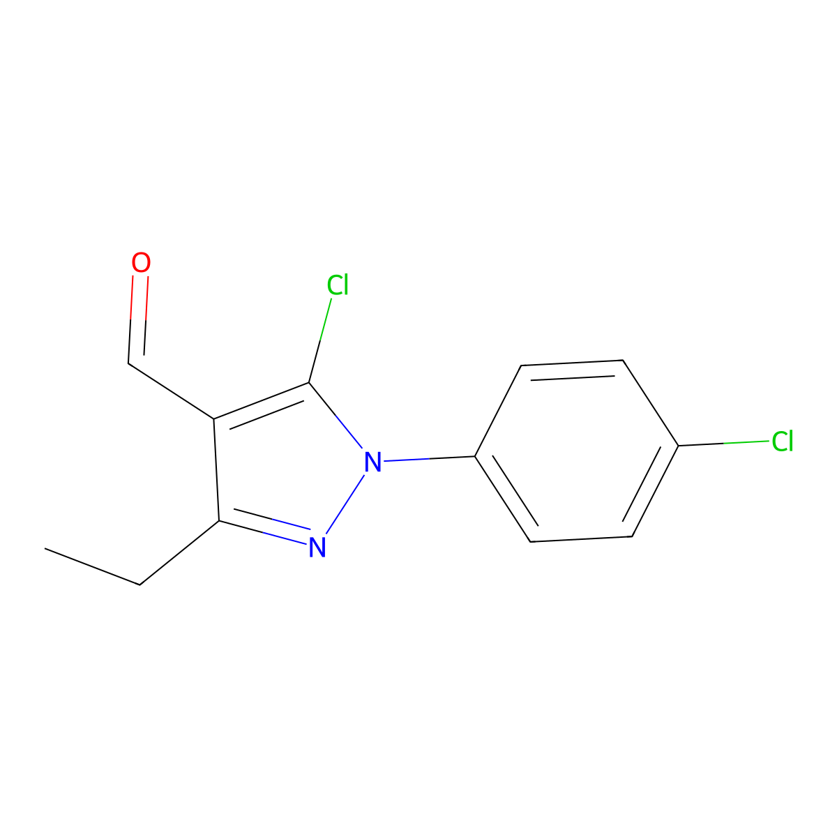 5-Chloro-1-(4-chlorophenyl)-3-ethyl-1H-pyrazole-4-carbaldehyde molecular structure, CAS 1152575-68-2