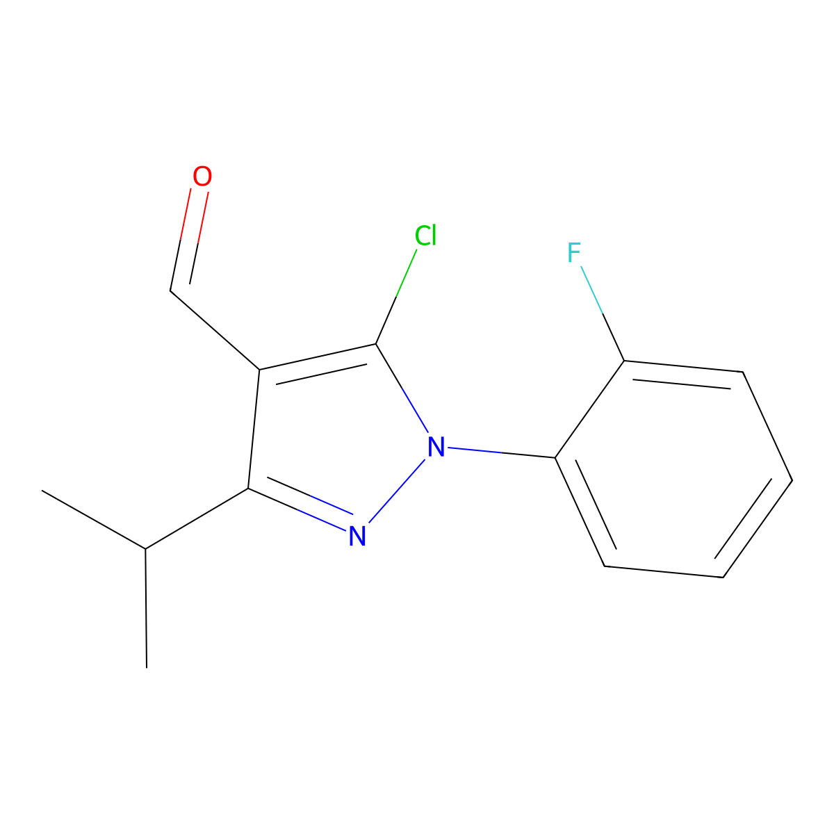 5-Chloro-1-(2-fluorophenyl)-3-(propan-2-yl)-1H-pyrazole-4-carbaldehyde molecular structure, CAS 1152576-41-4