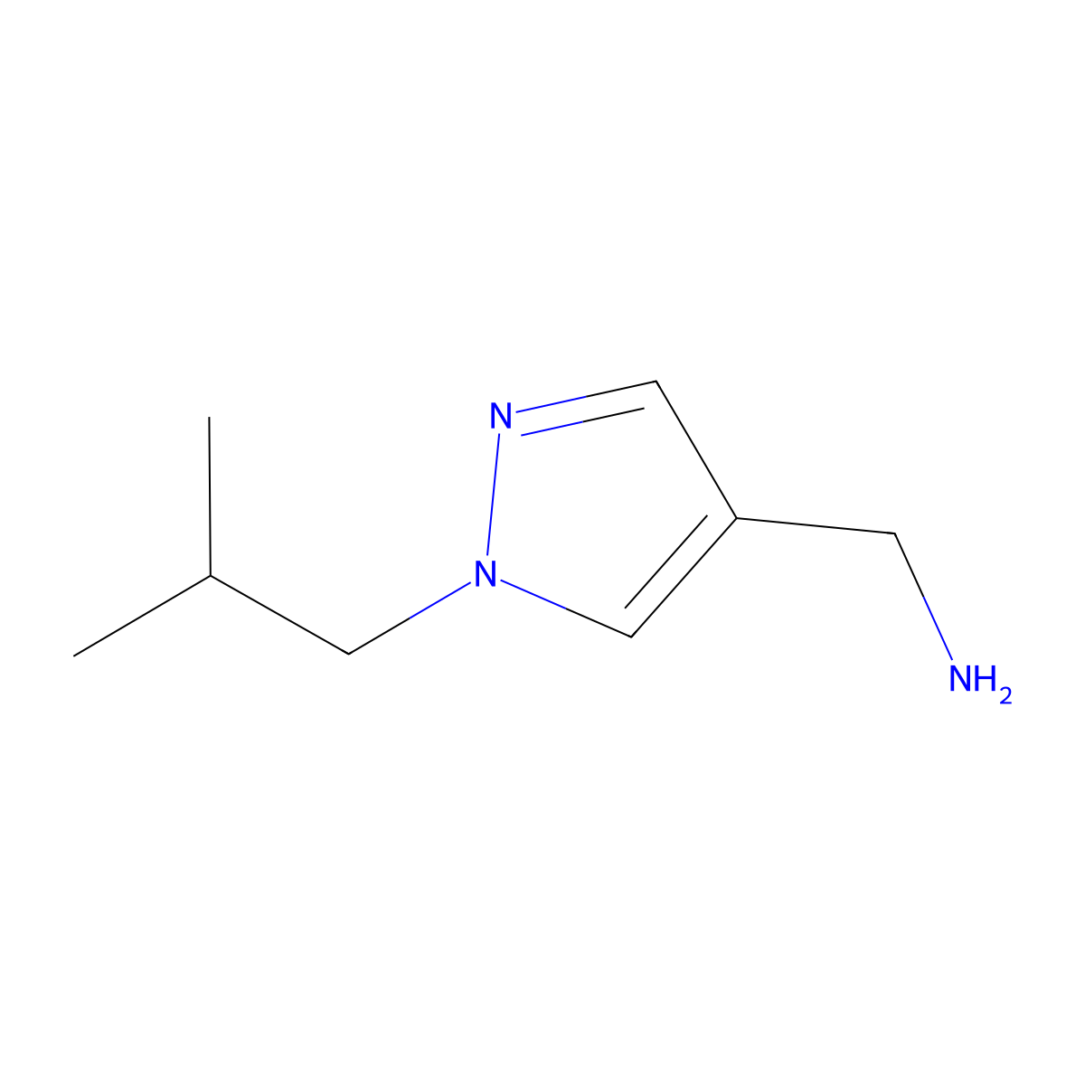[1-(2-methylpropyl)-1H-pyrazol-4-yl]methanamine molecular structure, CAS 1152576-43-6