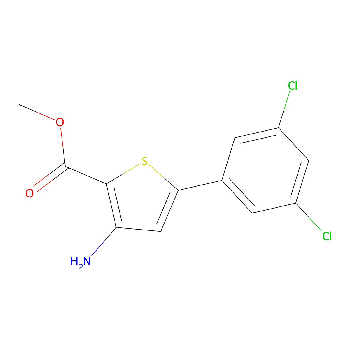 Methyl 3-amino-5-(3,5-dichlorophenyl)thiophene-2-carboxylate molecular structure, CAS 1152576-78-7