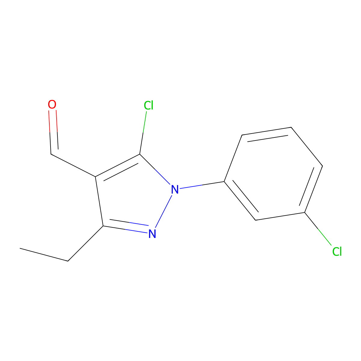 5-Chloro-1-(3-chlorophenyl)-3-ethyl-1H-pyrazole-4-carbaldehyde molecular structure, CAS 1152576-79-8
