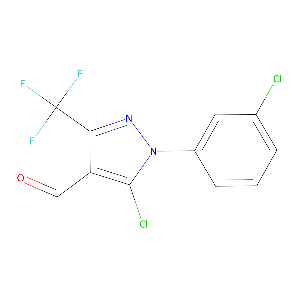 5-Chloro-1-(3-chlorophenyl)-3-(trifluoromethyl)-1H-pyrazole-4-carbaldehyde molecular structure, CAS 1152576-85-6