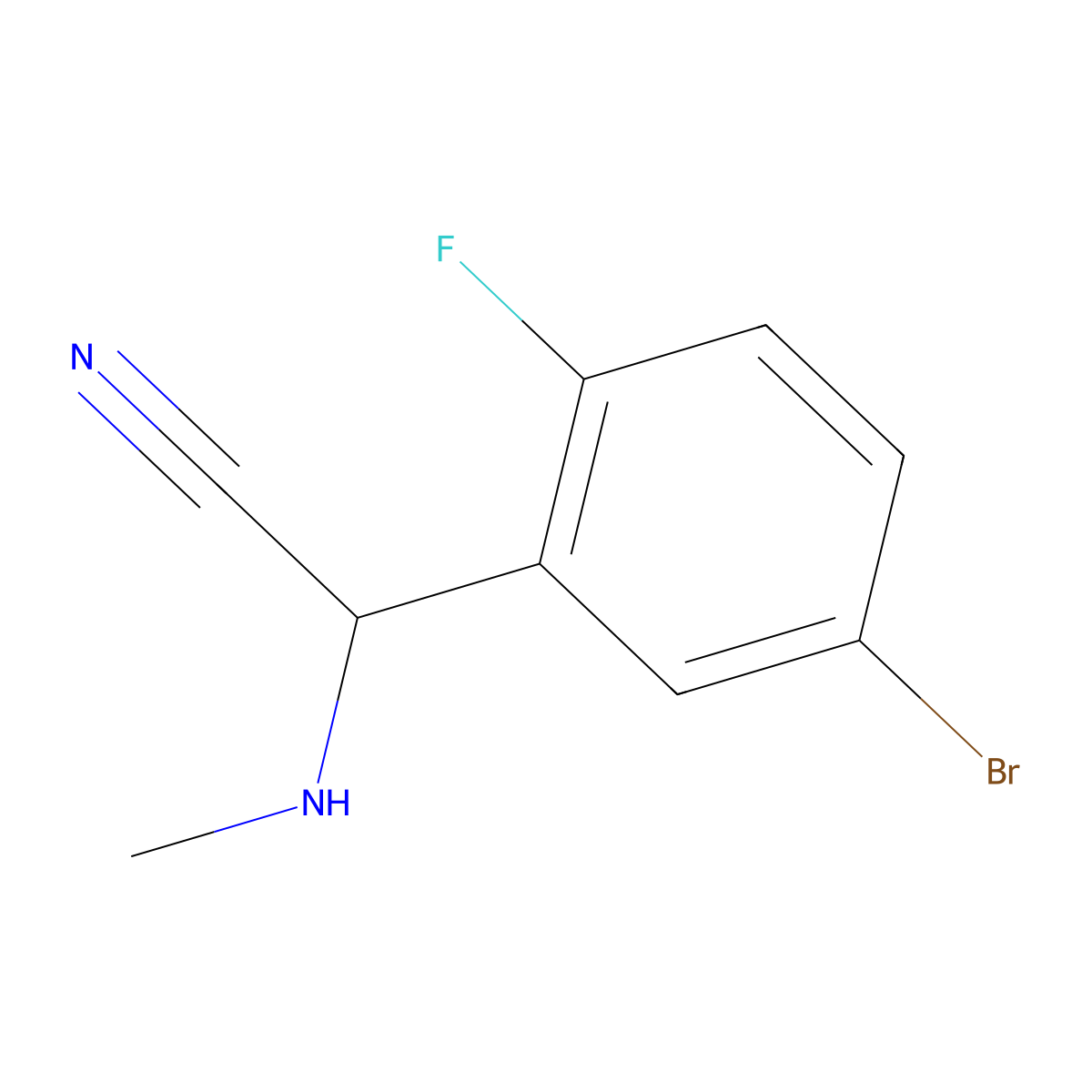 2-(5-Bromo-2-fluorophenyl)-2-(methylamino)acetonitrile molecular structure, CAS 1152577-89-3