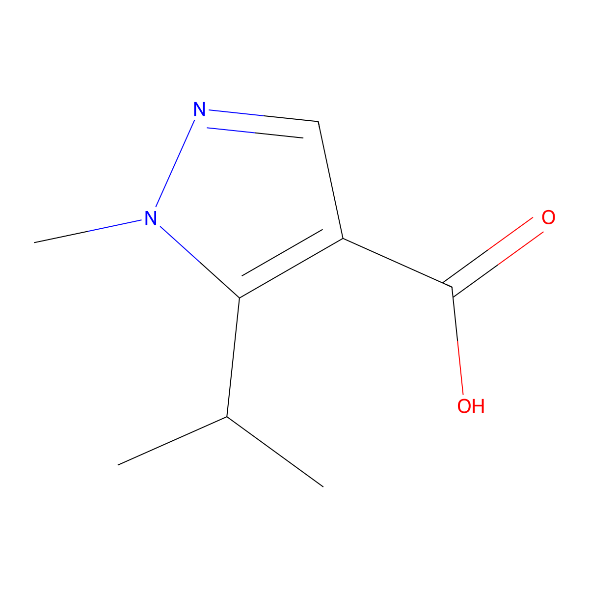 1-methyl-5-(propan-2-yl)-1H-pyrazole-4-carboxylic acid molecular structure, CAS 1152579-63-9